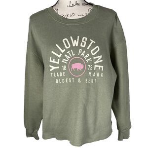 League Sz L Yellowstone National Park 1872 Sweatshirt Crewneck Long Sleeve Green